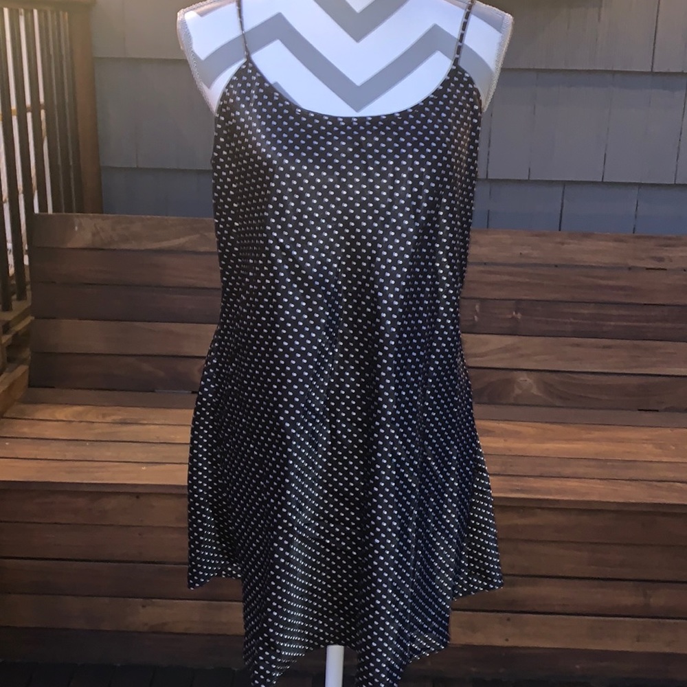 Black and White Polka Dot Nightgown Silky Feel Medium